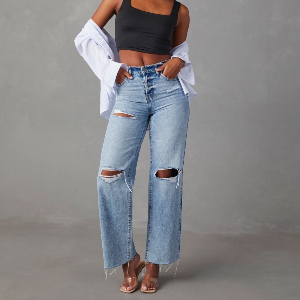 Vici Calder High Rise Distressed Dad Jeans